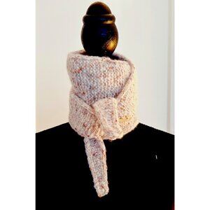 Hand Knit Sophie Scarf in Rose Pink Flecked Wool/Acrylic (soft) O/S